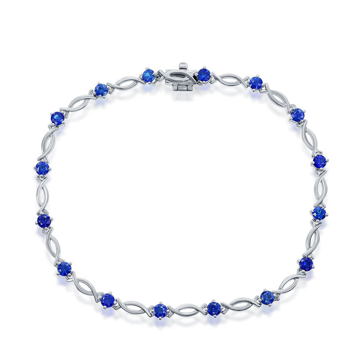 Pulsera de Zafiro Azul, Oro Blanco de 14K — Imagen 1 de 2