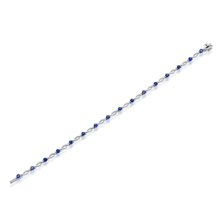 Pulsera de Zafiro Azul, Oro Blanco de 14K — Imagen 2 de 2