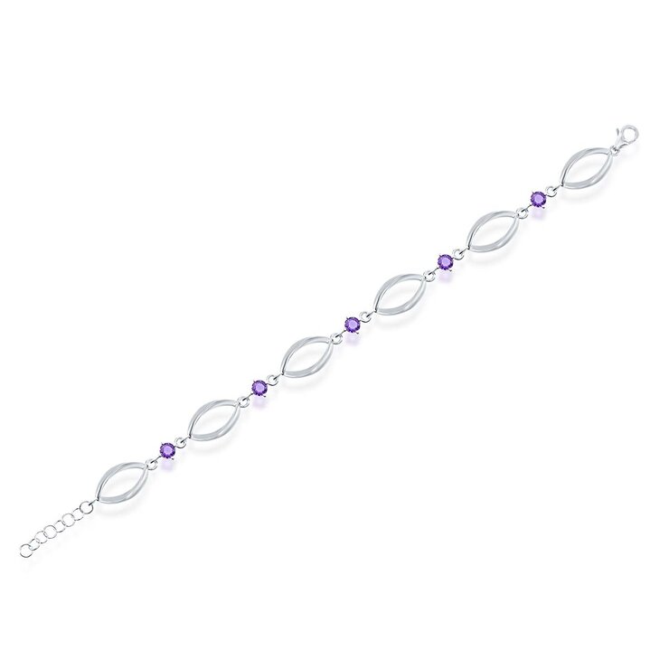 Pulsera de Amatista, Oro Blanco de 14K — Imagen 2 de 2