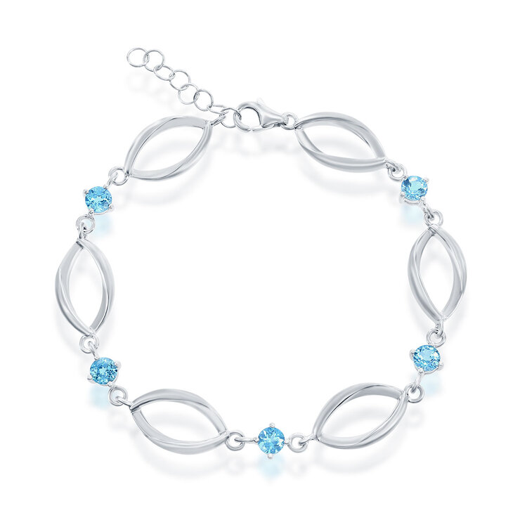 Pulsera de Topacio Azul, Oro Blanco de 14K