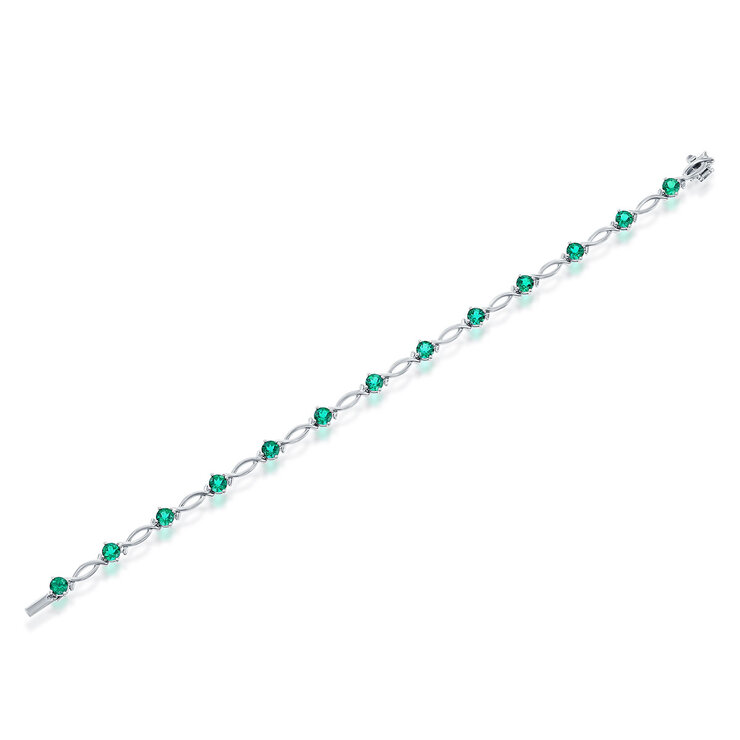 Pulsera de Esmeralda Creada, Oro Blanco de 14K — Imagen 2 de 2