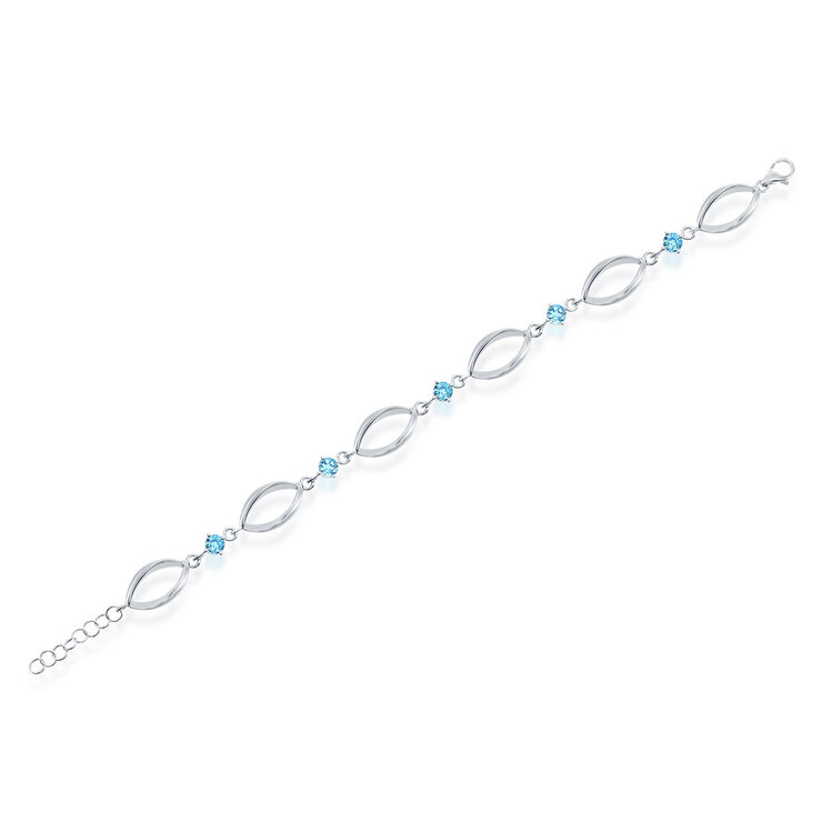 Pulsera de Topacio Azul, Oro Blanco de 14K — Imagen 2 de 2