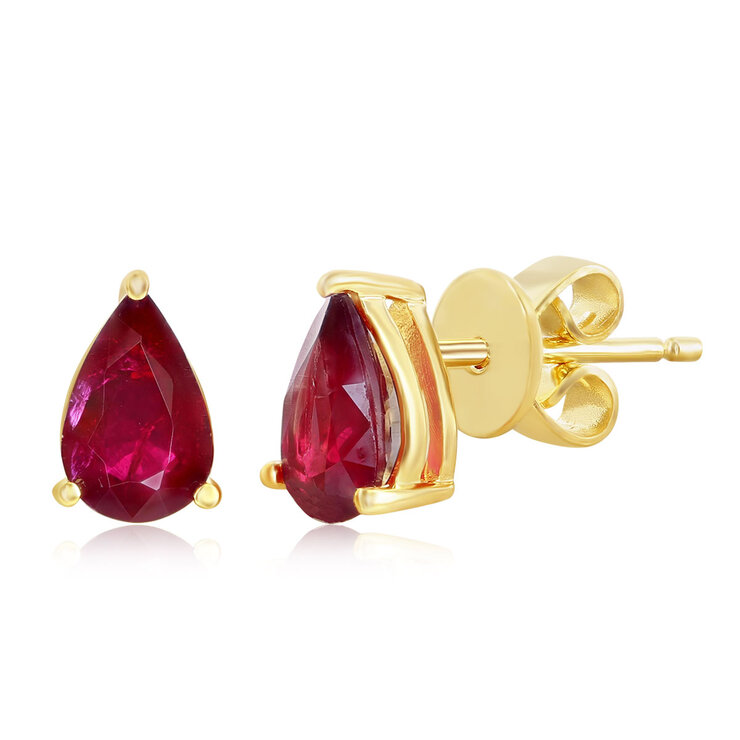 Aretes de Rubi, Oro Amarillo de 14K — Imagen 1 de 2