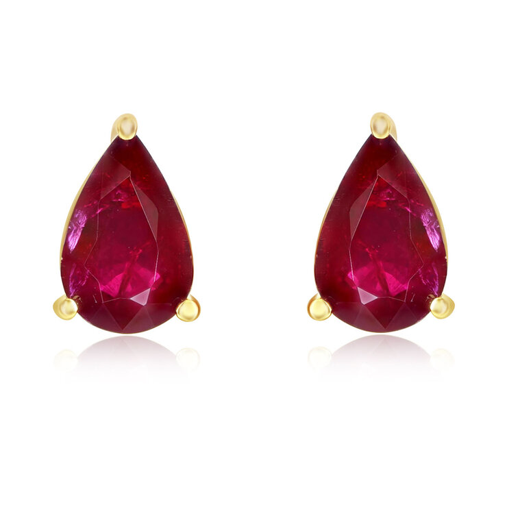 Aretes de Rubi, Oro Amarillo de 14K — Imagen 2 de 2