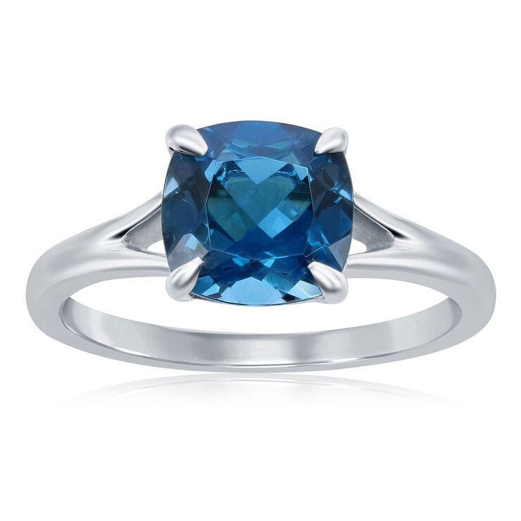Anillo de Topacio Azul Londres, Oro Blanco 14kt — Imagen 1 de 3