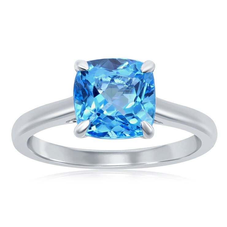 Anillo de Topacio Azul, Oro Blanco 14kt — Imagen 1 de 3