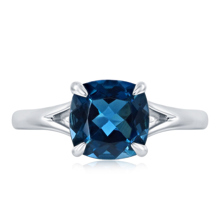 Anillo de Topacio Azul Londres, Oro Blanco 14kt — Imagen 3 de 3