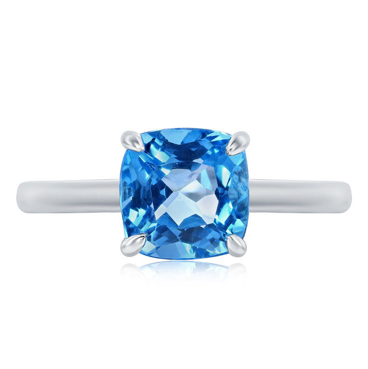 Anillo de Topacio Azul, Oro Blanco 14kt — Imagen 2 de 3