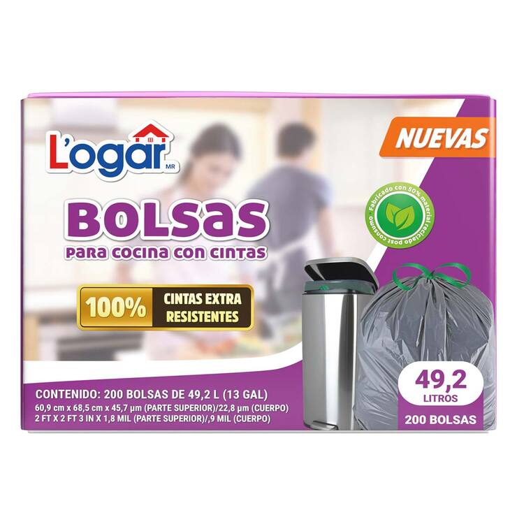 Logar Bolsas Para Basura 200 pzas de 49.2 l — Imagen 1 de 2