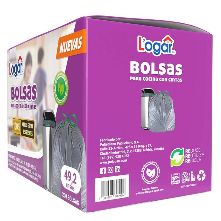 Logar Bolsas Para Basura 200 pzas de 49.2 l — Imagen 2 de 2