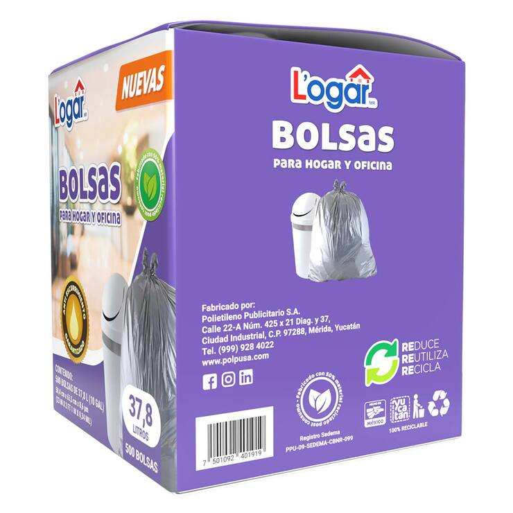 Logar Bolsas para Hogar y Oficina 500 pzas de 37.8 l — Imagen 2 de 2