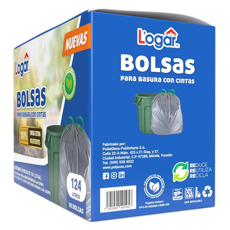 Logar Bolsas Para Basura con Cintas 90 pzas de 124 l — Imagen 2 de 2