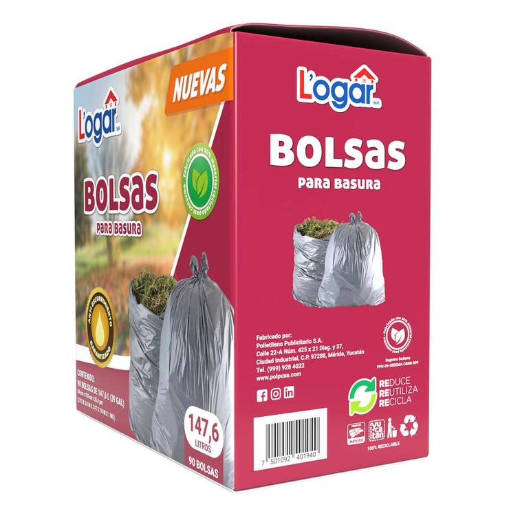 Logar Bolsas Para Basura 90 pzas de 147.6 l — Imagen 2 de 2