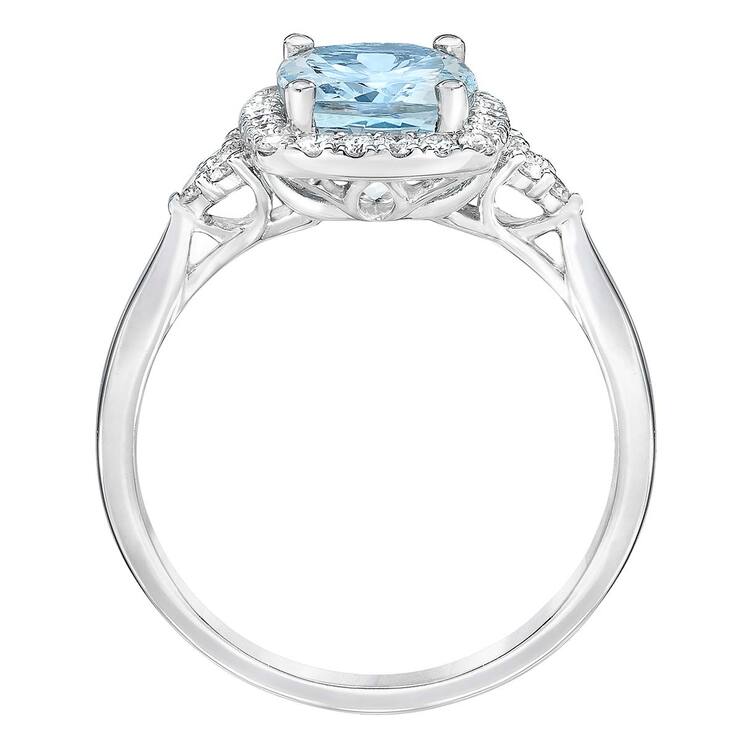 Anillo, Aguamarina y Diamantes 0.31ctw, Oro Blanco de 14K — Imagen 2 de 3