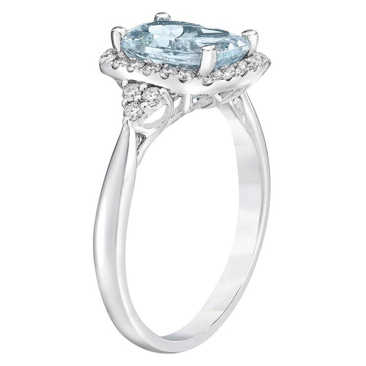 Anillo, Aguamarina y Diamantes 0.31ctw, Oro Blanco de 14K — Imagen 3 de 3