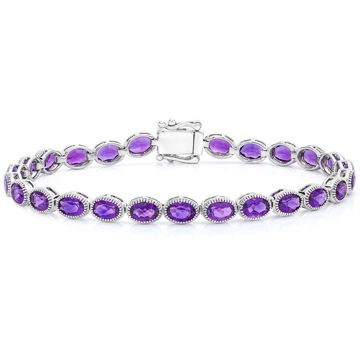 Pulsera de Amatista, Oro Blanco de 14K — Imagen 1 de 4