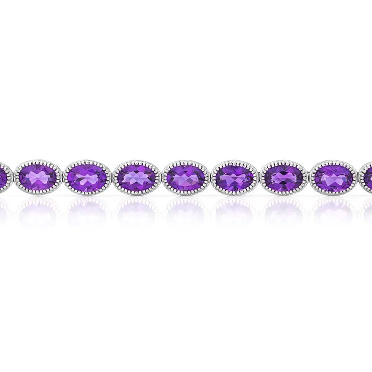 Pulsera de Amatista, Oro Blanco de 14K — Imagen 3 de 4