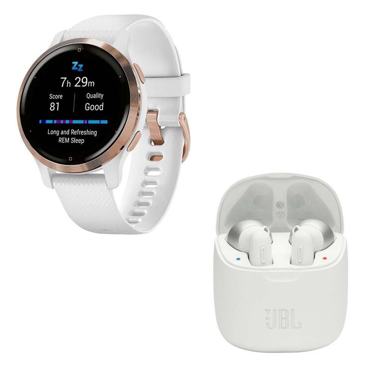 Garmin Bundle Reloj Inteligente Venu 2S Blanco/Oro Rosado +  Audífonos JBL Tune 220 TWS — Imagen 1 de 4