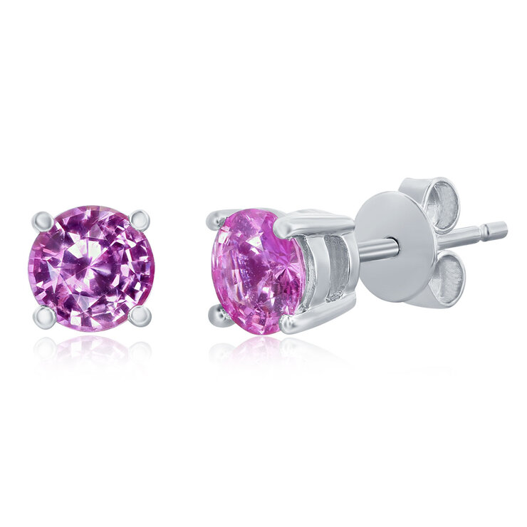 Aretes, Zafiro Rosa, Oro Blanco de 14K — Imagen 1 de 2