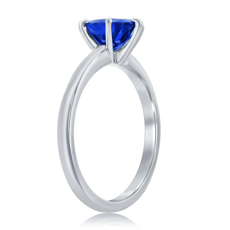 Anillo de Zafiro Azul, Oro Blanco de 14K — Imagen 2 de 3