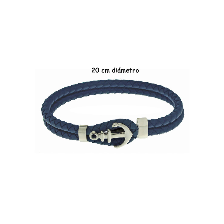 Pulsera de Piel color Azul, con Figura de Ancla en Acero para Caballero — Imagen 3 de 3