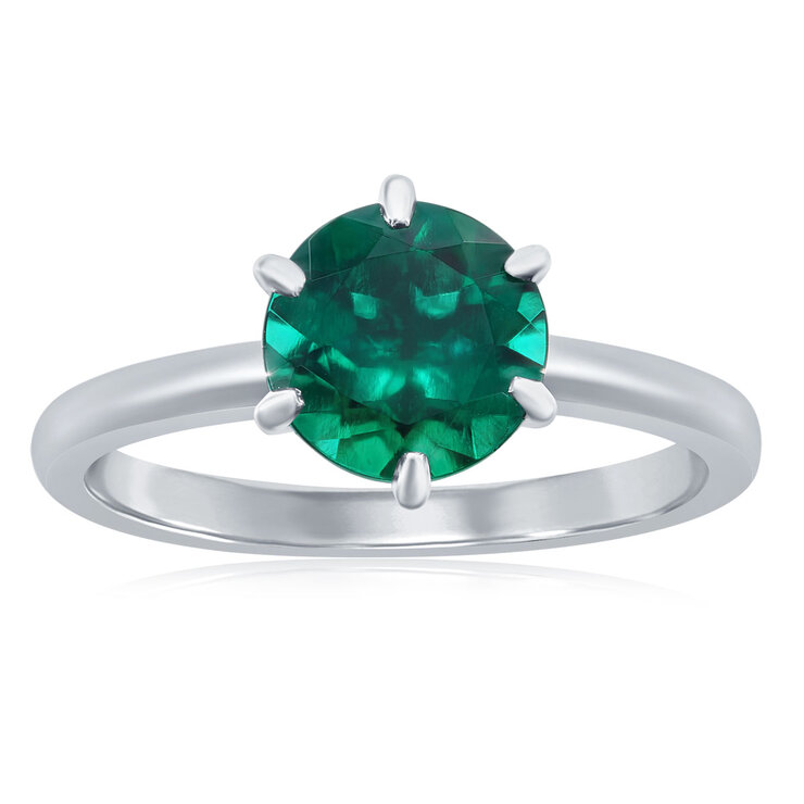 Anillo de Esmeralda Creada, Oro Blanco de 14K, talla 7 — Imagen 1 de 3