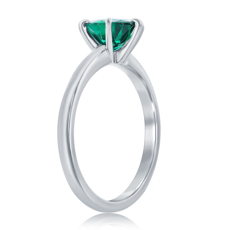 Anillo de Esmeralda Creada, Oro Blanco de 14K, talla 7 — Imagen 2 de 3