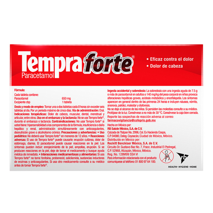Tempra Forte 3 Cajas con 24 Tabletas  — Imagen 2 de 3
