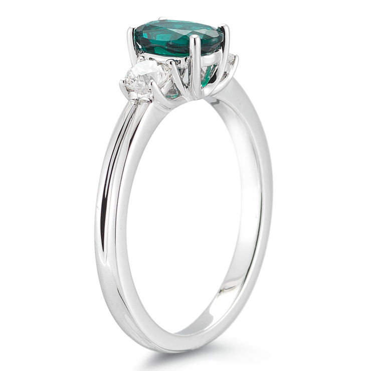 Anillo de Esmeralda Creada con Diamantes, 0.30ctw, Oro Blanco 14K — Imagen 2 de 3