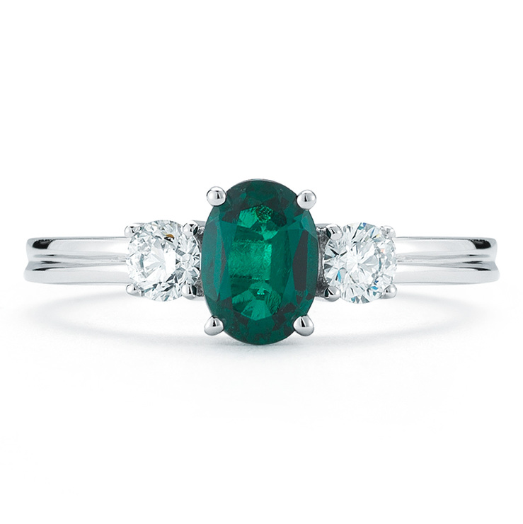 Anillo de Esmeralda Creada con Diamantes, 0.30ctw, Oro Blanco 14K — Imagen 3 de 3