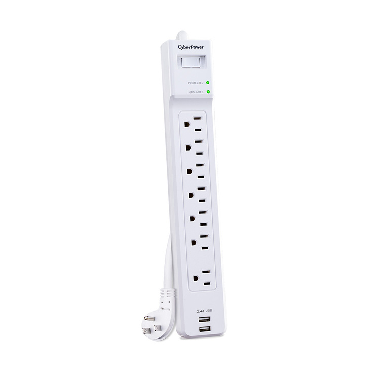 CyberPower 4-pack supresores con multicontactos, cargador USB y protección de voltaje — Imagen 3 de 4