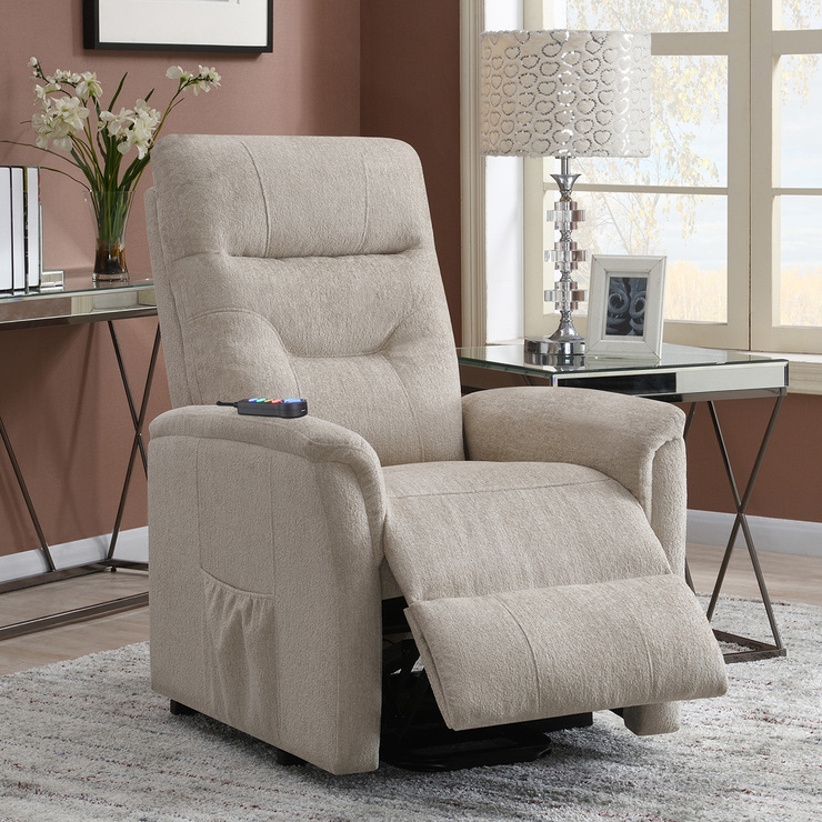 Coaster, Reclinable Eléctrico Luxemburgos, Color Beige — Imagen 1 de 4