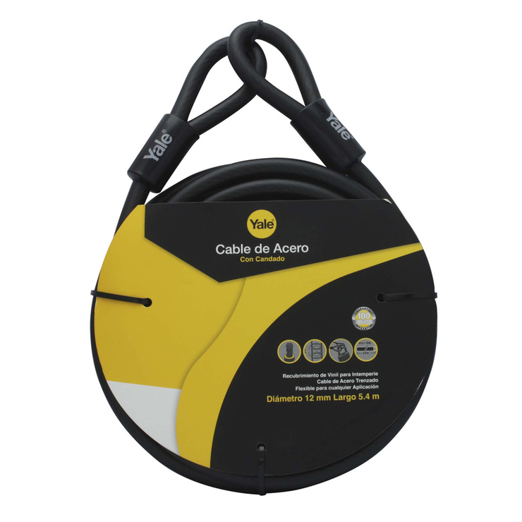 Yale, Cable de Acero con Candado 12x5400 mm  — Imagen 3 de 3