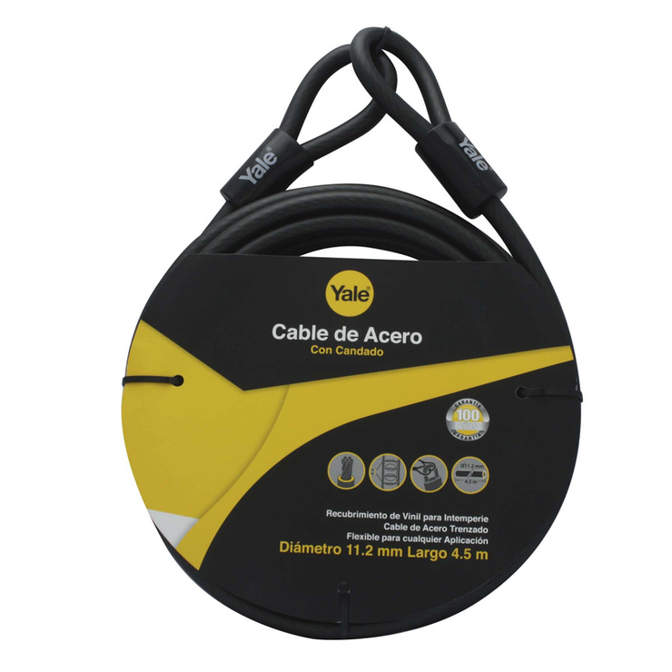 Yale, Cable de Acero con Candado 11.2x4500 mm  — Imagen 2 de 2