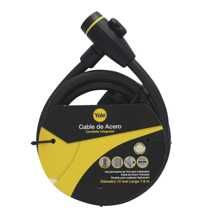 Yale, Cable de Acero con Candado y Llaves 12x1800 mm  — Imagen 3 de 3