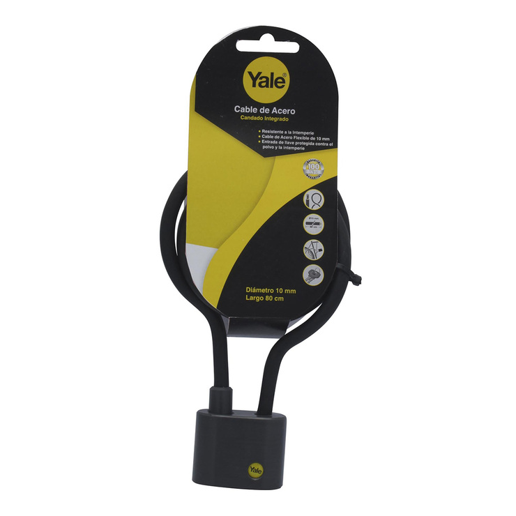Yale, Cable de Acero con Candado Integrado y Llaves 10x800 mm — Imagen 2 de 2