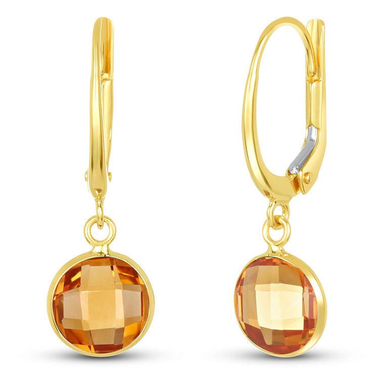 Aretes de Citrino, Oro Amarillo de 14kt — Imagen 1 de 4