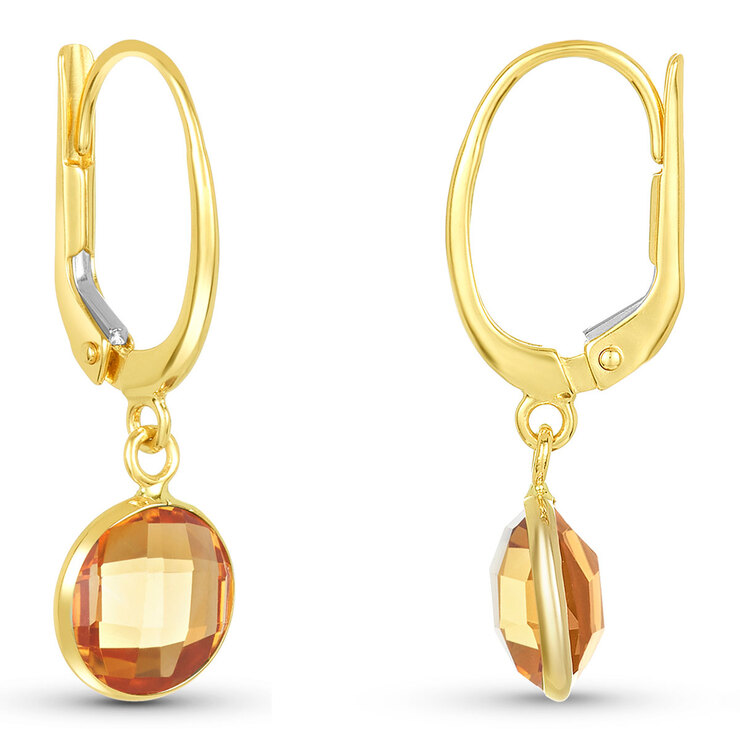 Aretes de Citrino, Oro Amarillo de 14kt — Imagen 3 de 4