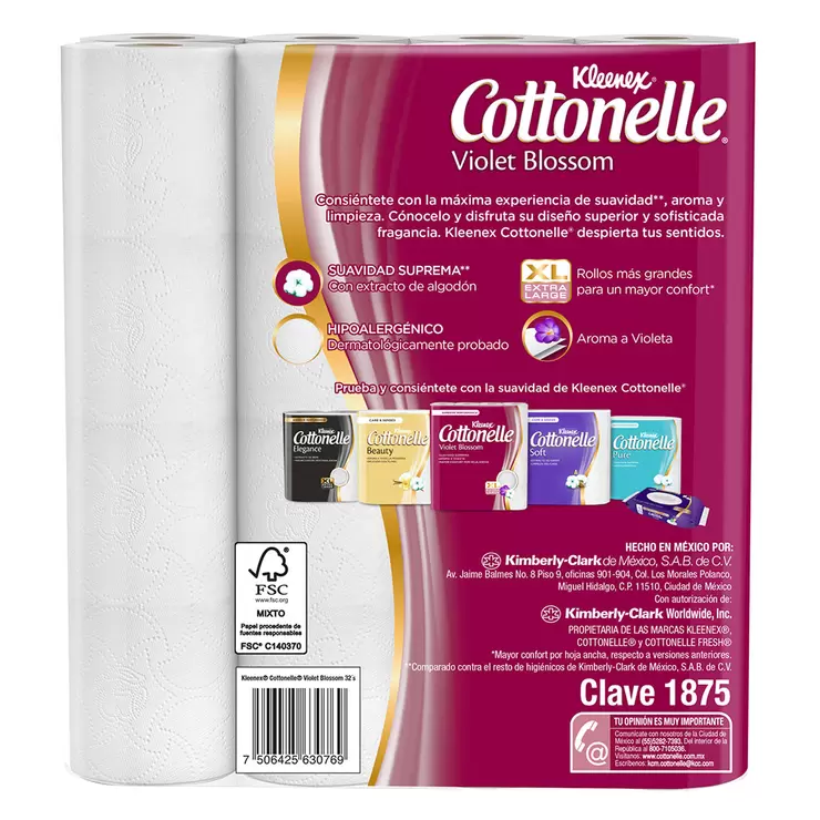 Kleenex Cottonelle Violet Blossom Papel Higiénico 32 pzas — Imagen 2 de 4