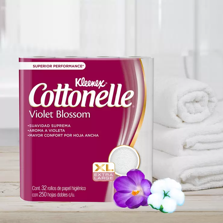 Kleenex Cottonelle Violet Blossom Papel Higiénico 32 pzas — Imagen 4 de 4