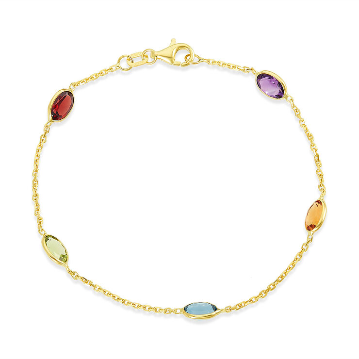 Pulsera multicolor de piedras semipreciosa, Oro Amarillo de 14K — Imagen 2 de 4