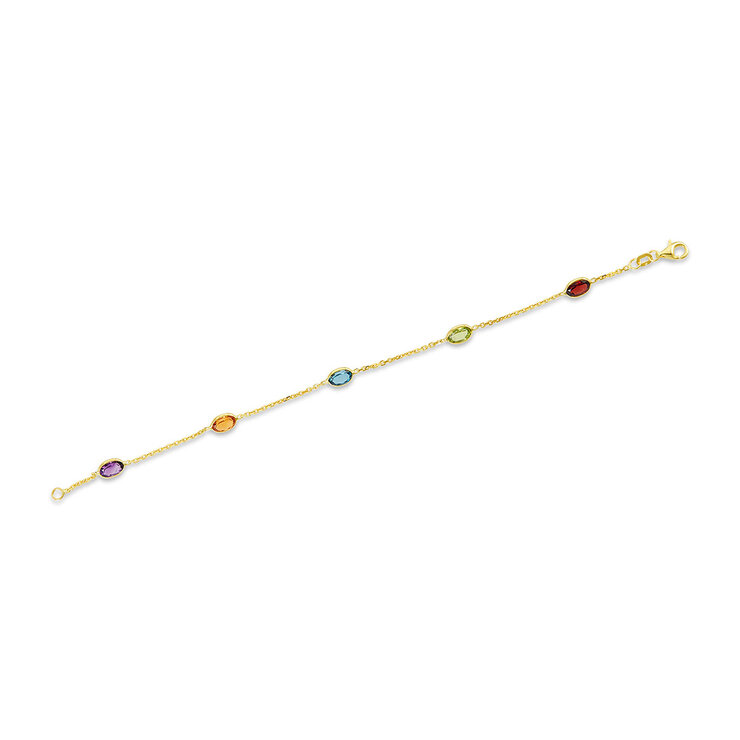 Pulsera multicolor de piedras semipreciosa, Oro Amarillo de 14K — Imagen 3 de 4