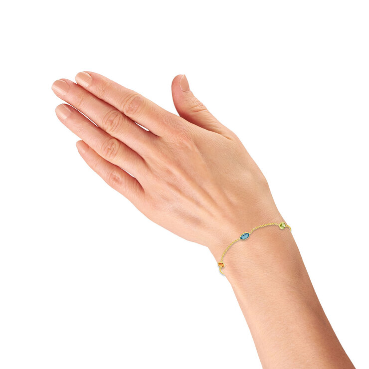 Pulsera multicolor de piedras semipreciosa, Oro Amarillo de 14K — Imagen 4 de 4