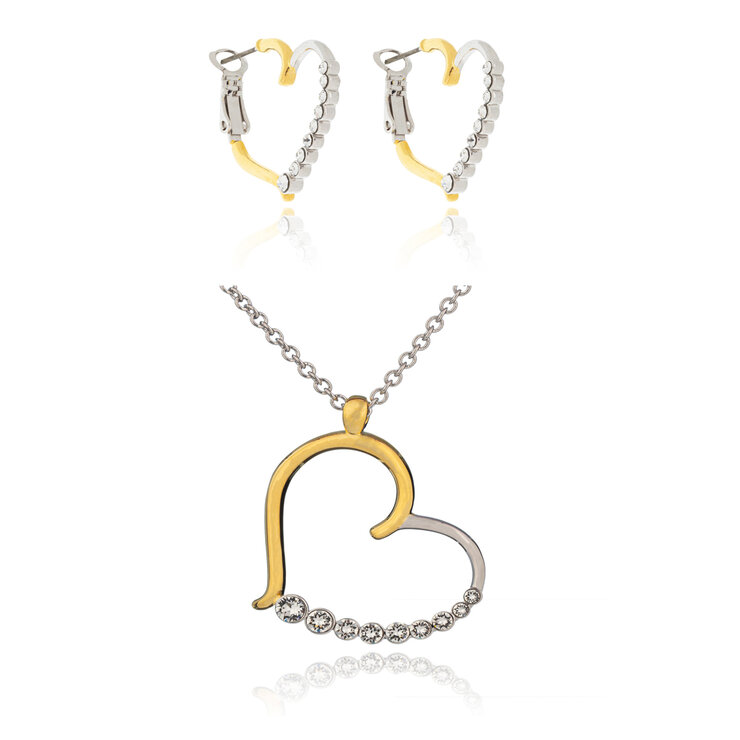 Mayfer,  Juego de Aretes con Collar en Forma de Corazón, con Cristal Austríaco — Imagen 1 de 4