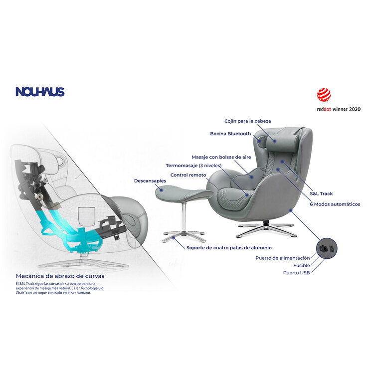 Nouhaus Classic Sillón de Masaje Gris — Imagen 2 de 4