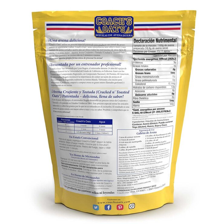 Coach's Oats Hojuelas de Avena Entera 1.36 kg — Imagen 2 de 3