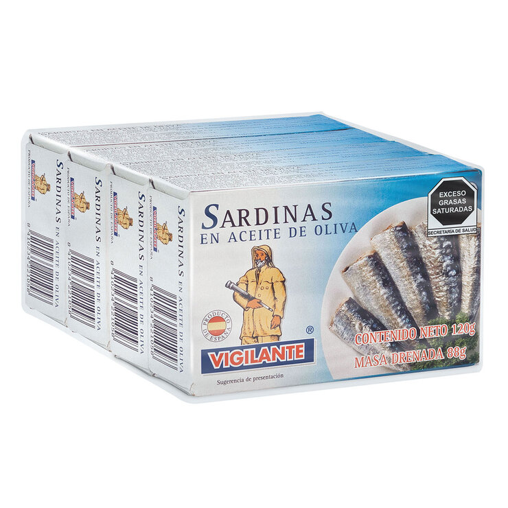 Vigilante Sardinas en Aceite de Oliva 4 pzas de 120 g