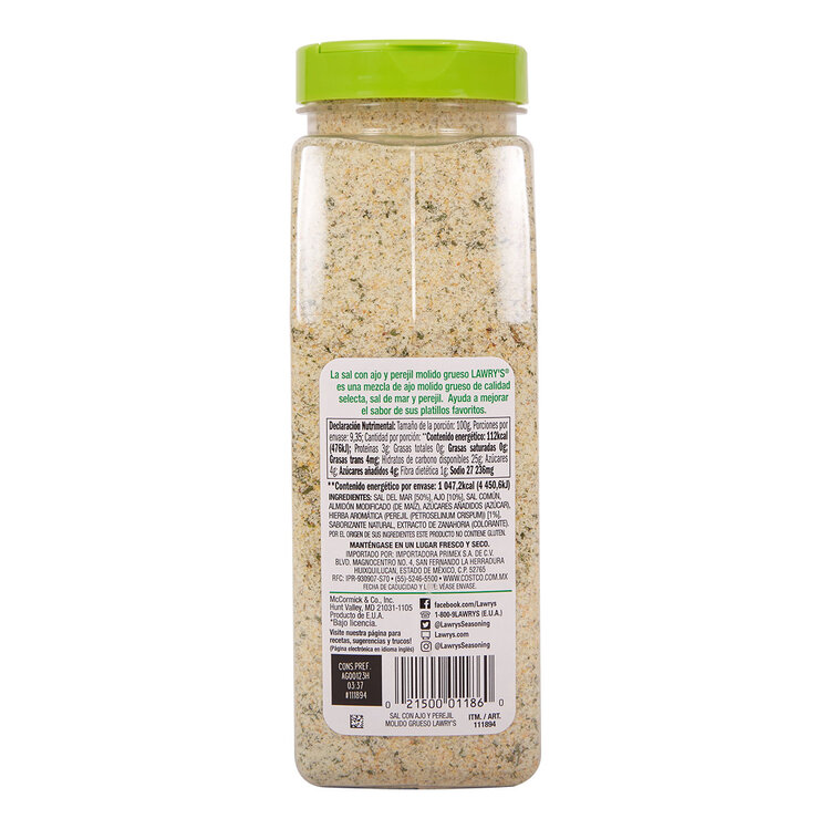 Lawry's Sal con Ajo y Perejil Molido Grueso 935 g — Imagen 2 de 2