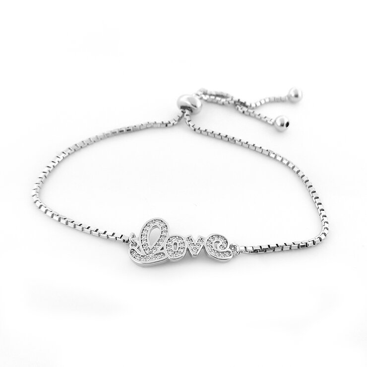 Avonza, Pulsera  Ajustable de Plata .925, con dije "Love" — Imagen 1 de 3