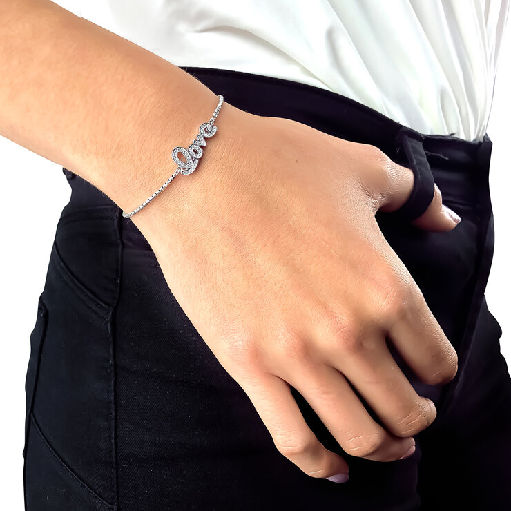 Avonza, Pulsera  Ajustable de Plata .925, con dije "Love" — Imagen 3 de 3